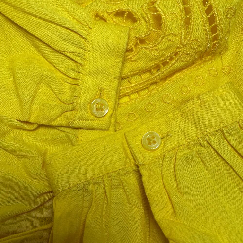 Lauren Ralph Lauren Yellow Embroidered Cotton Dress Women's 12 Boho Summer Euro - Picture 14 of 16